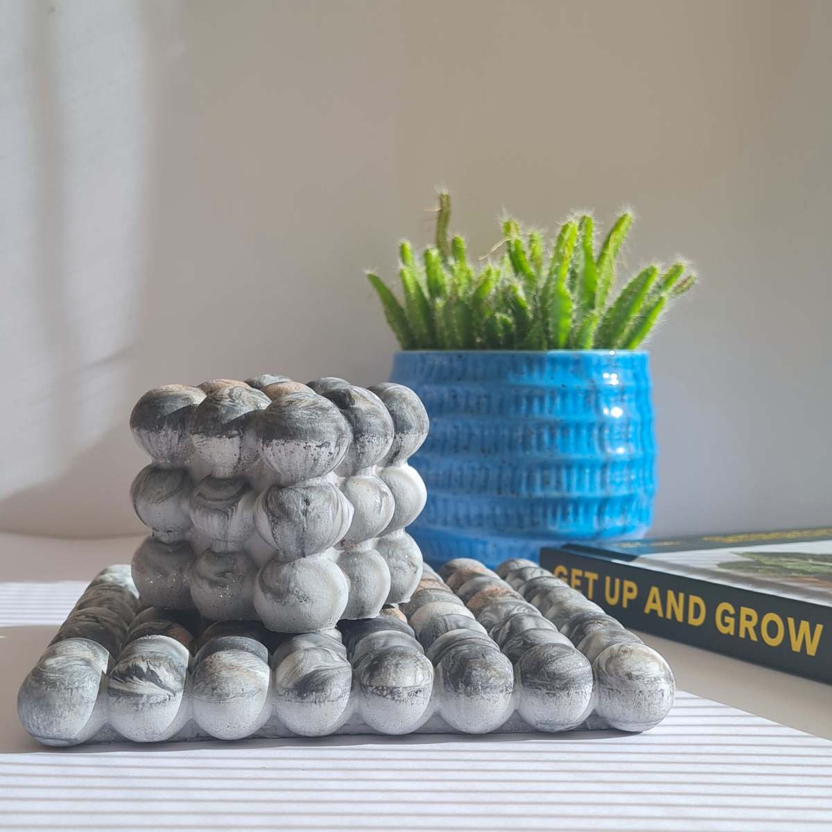 Minimalistic Handmade Bubble Home Decor Gift Set - Coaster - Candle Tray
