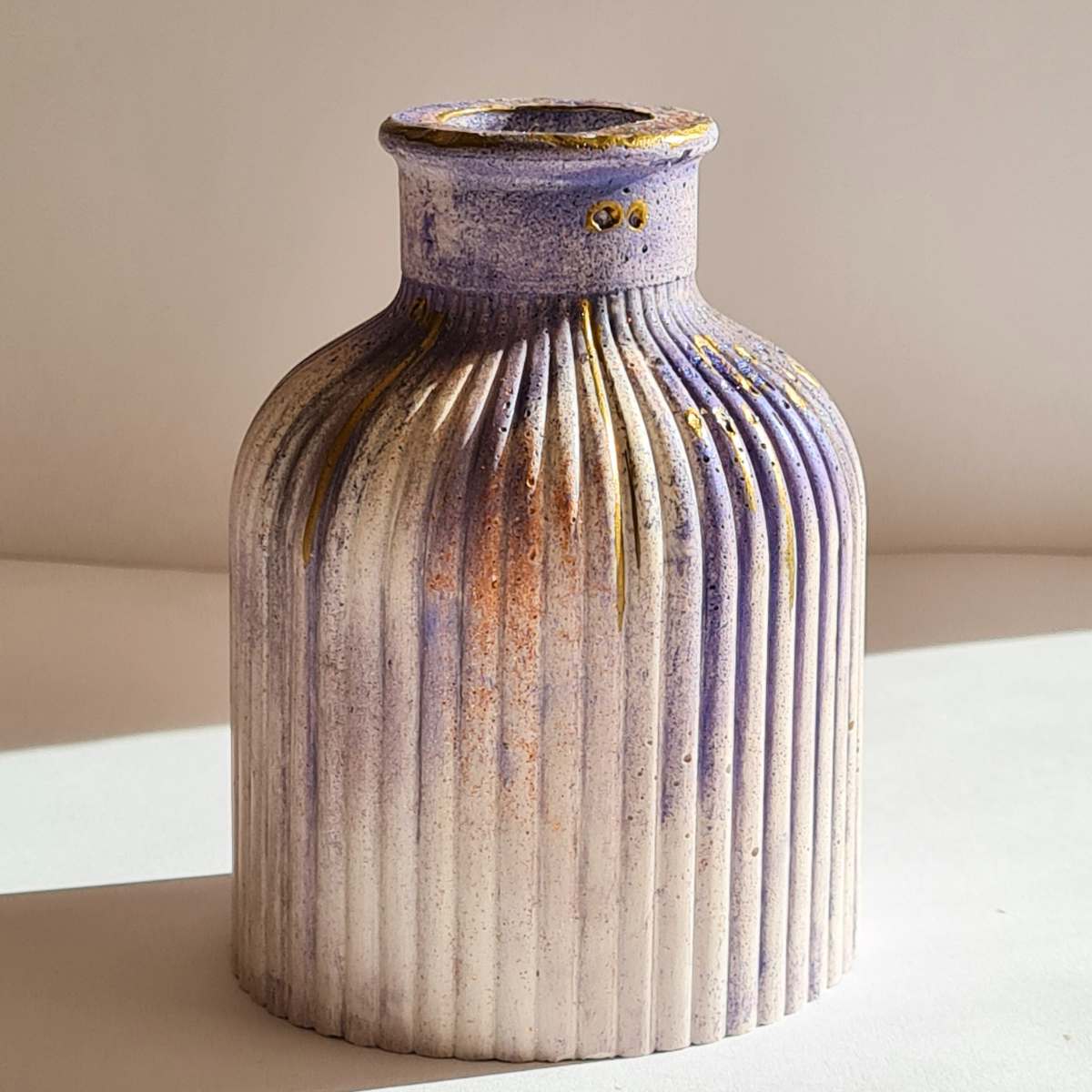 Handcrafted Purple and White Bud Vase