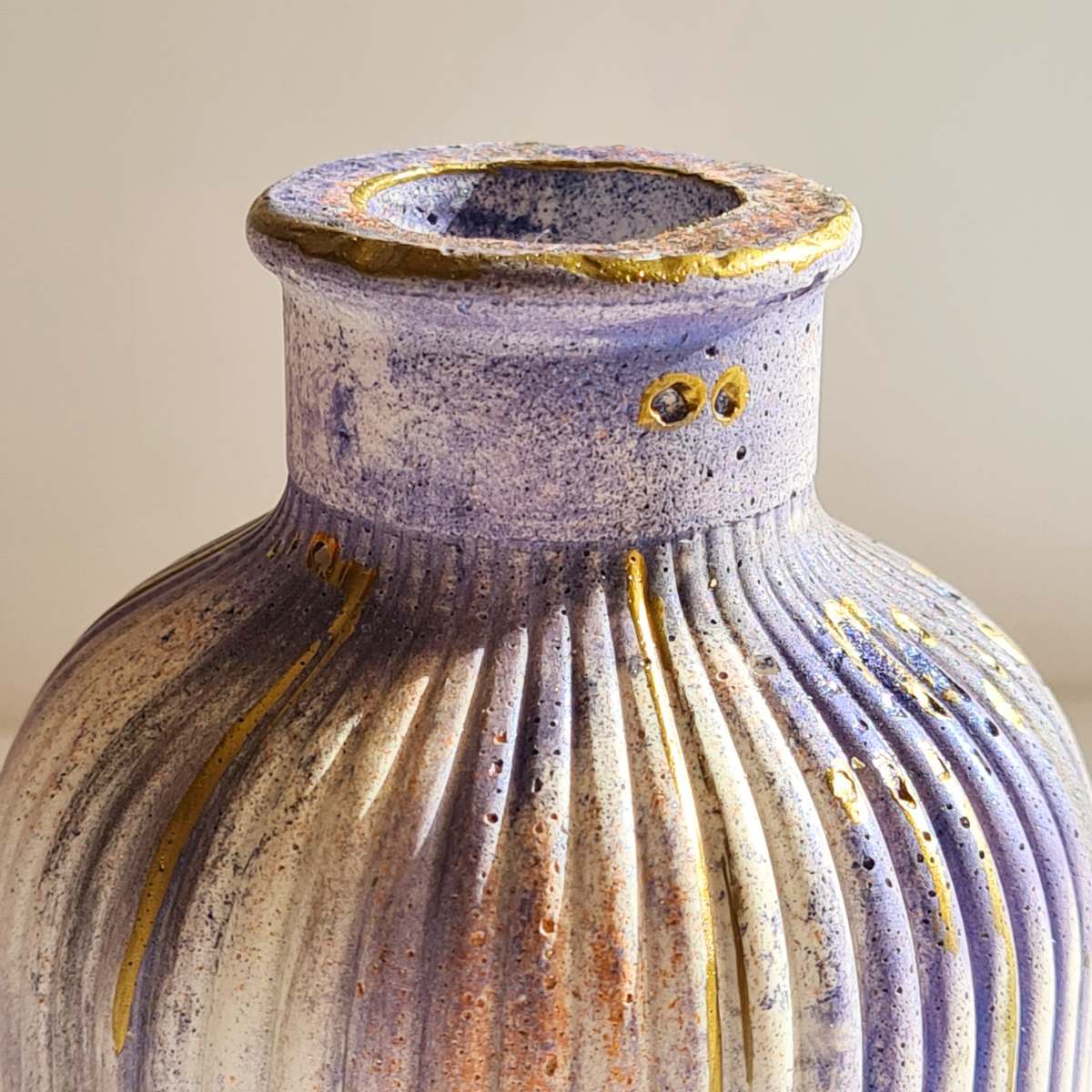 Handcrafted Purple and White Bud Vase