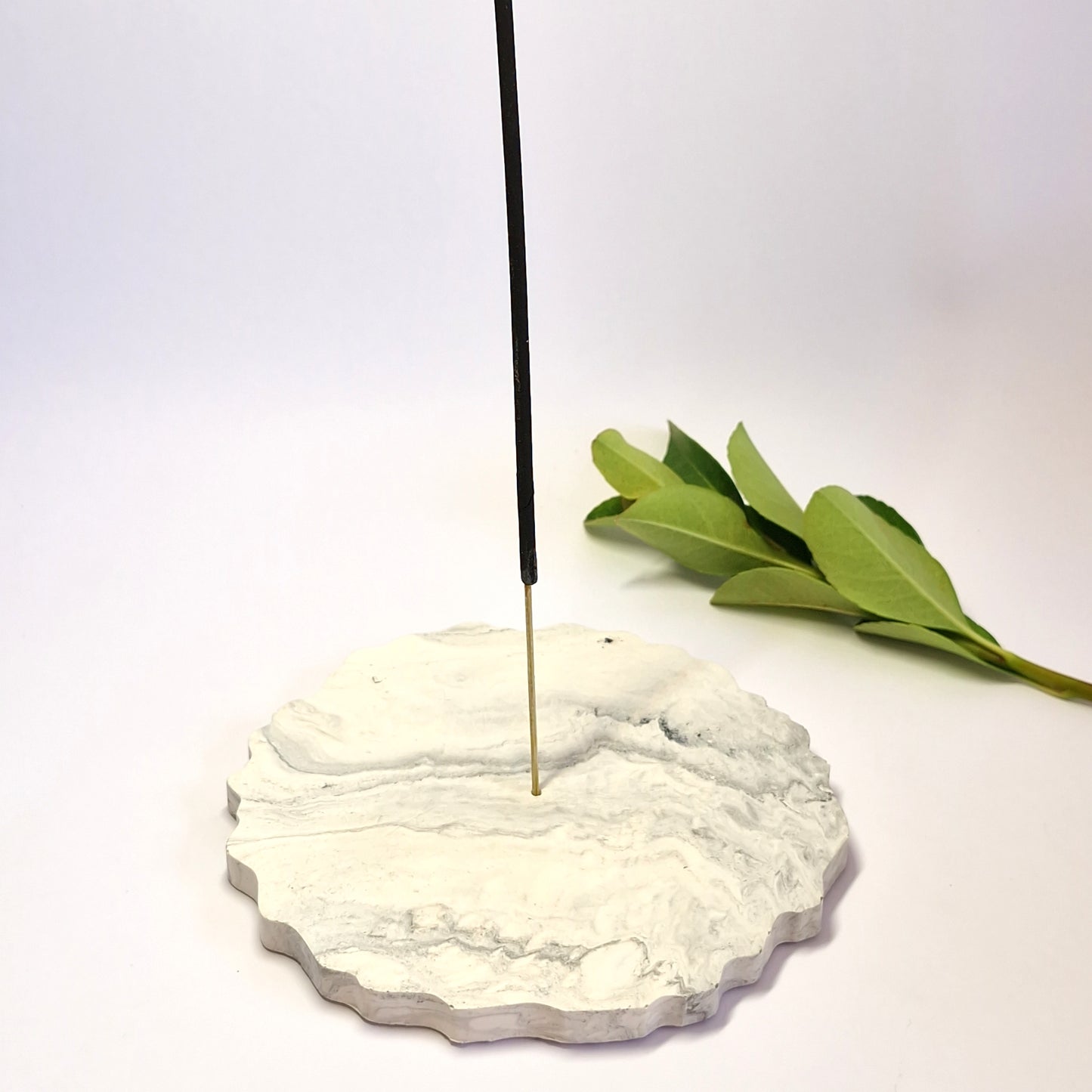 Black And White Marbled Incense Holder | Candle Tray