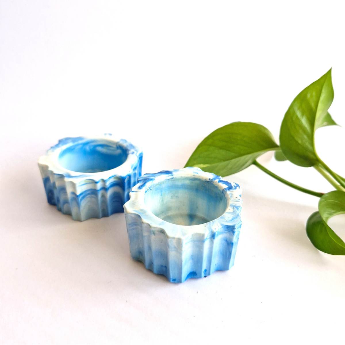 Blue And White Tealight Candle Holder Set