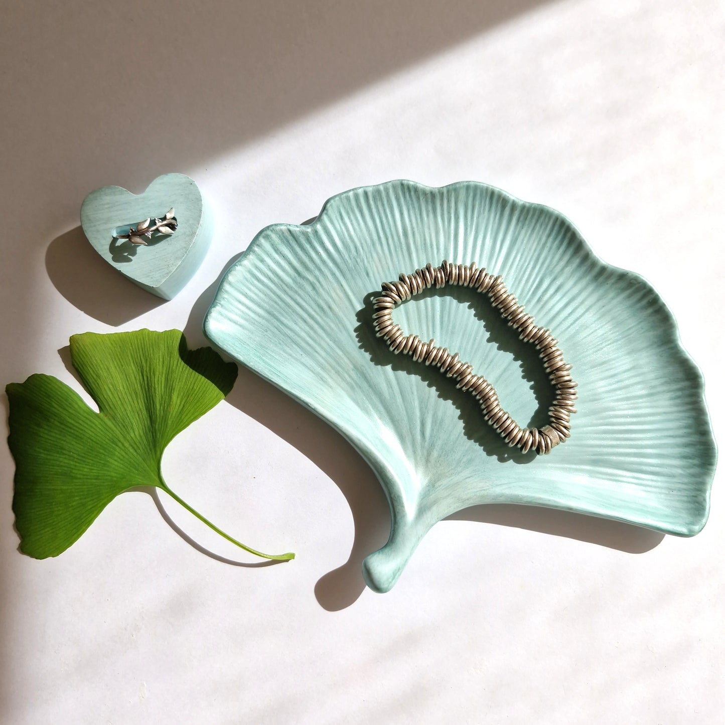 Ginkgo Leaf Trinket Tray And Ring Holder Gift Set In Two Colors | Gift For Her