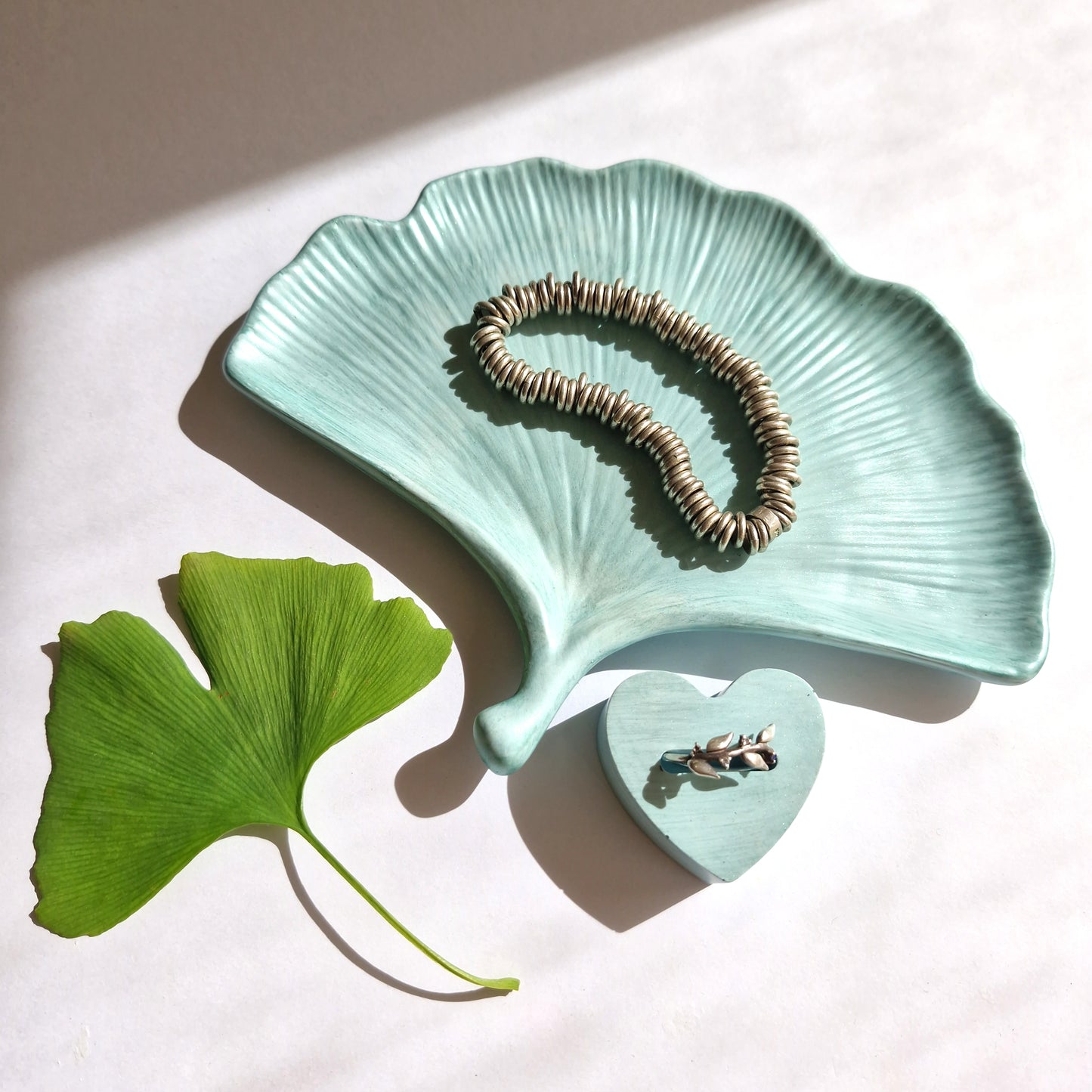 Ginkgo Leaf Trinket Tray And Ring Holder Gift Set In Two Colors | Gift For Her