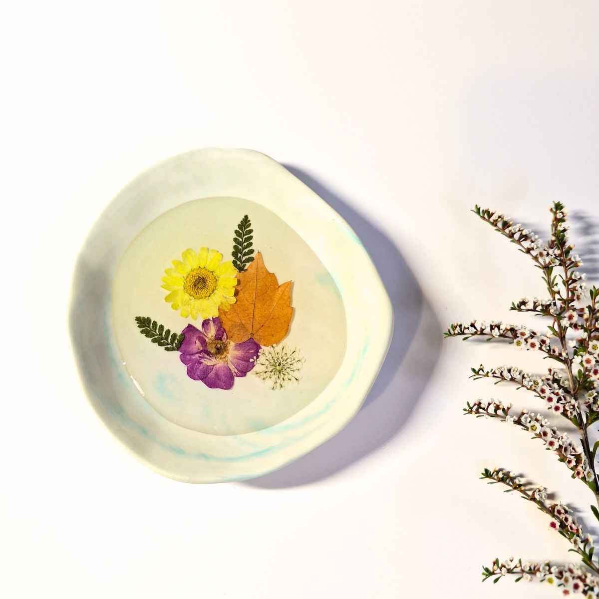 Botanical Jewellery Dish with Real Pressed Flowers