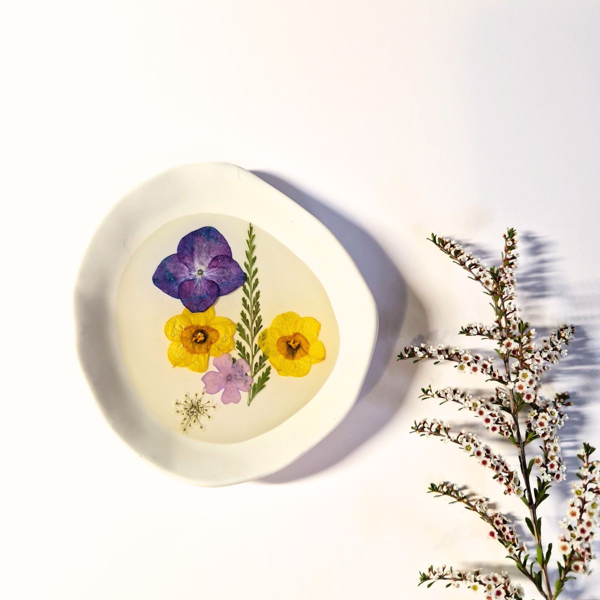 Botanical Jewellery Dish with Real Pressed Flowers