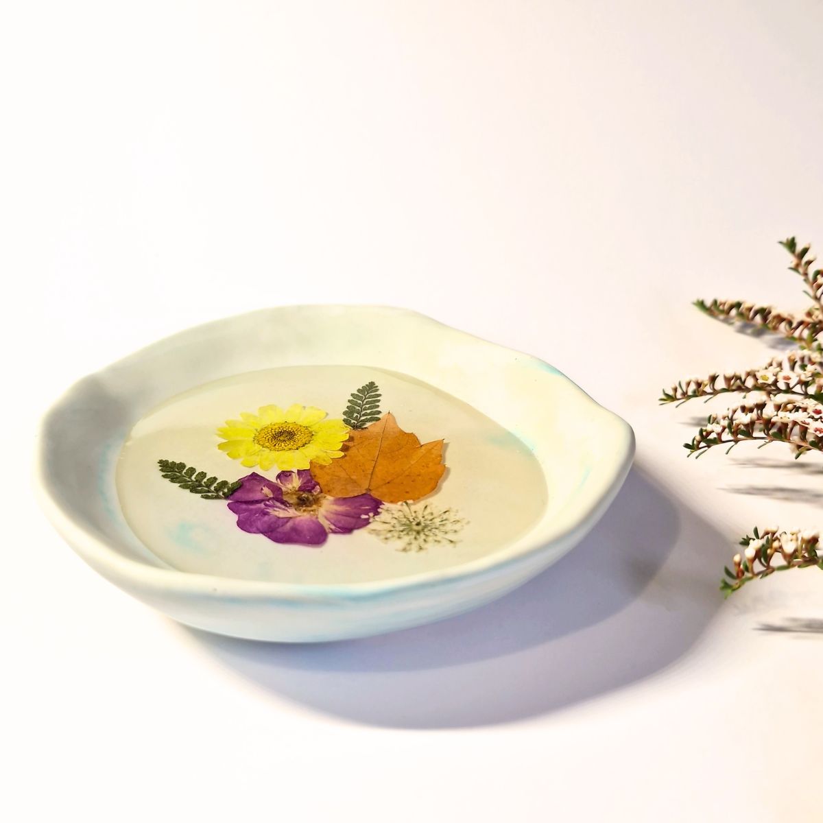 Botanical Jewellery Dish with Real Pressed Flowers