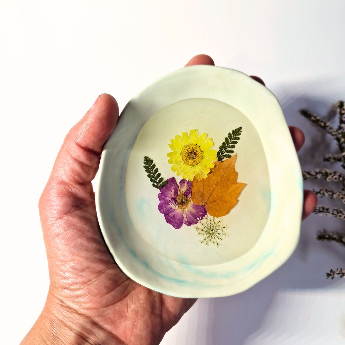 Botanical Jewellery Dish with Real Pressed Flowers