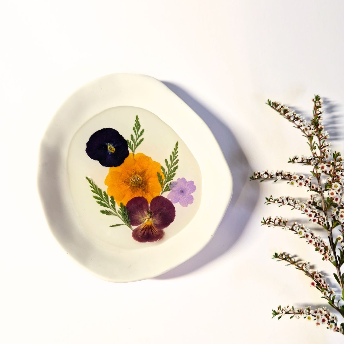 Botanical Jewellery Dish with Real Pressed Flowers