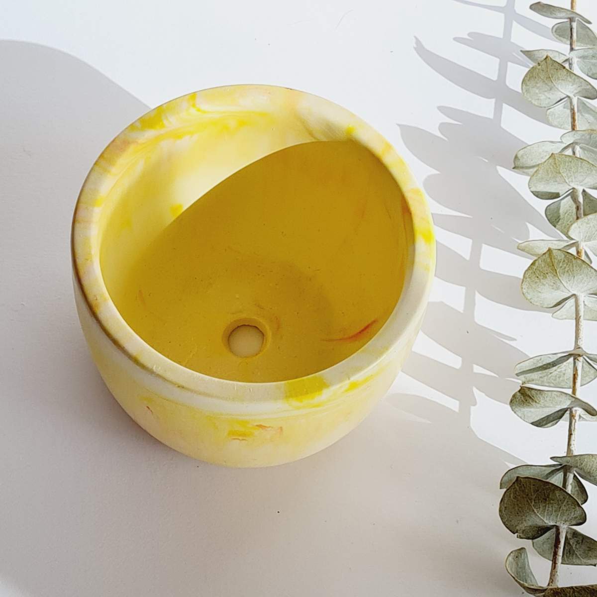 yellow handmade plant pot for succulents