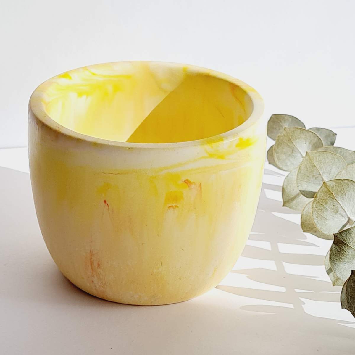 yellow handmade plant pot for succulents