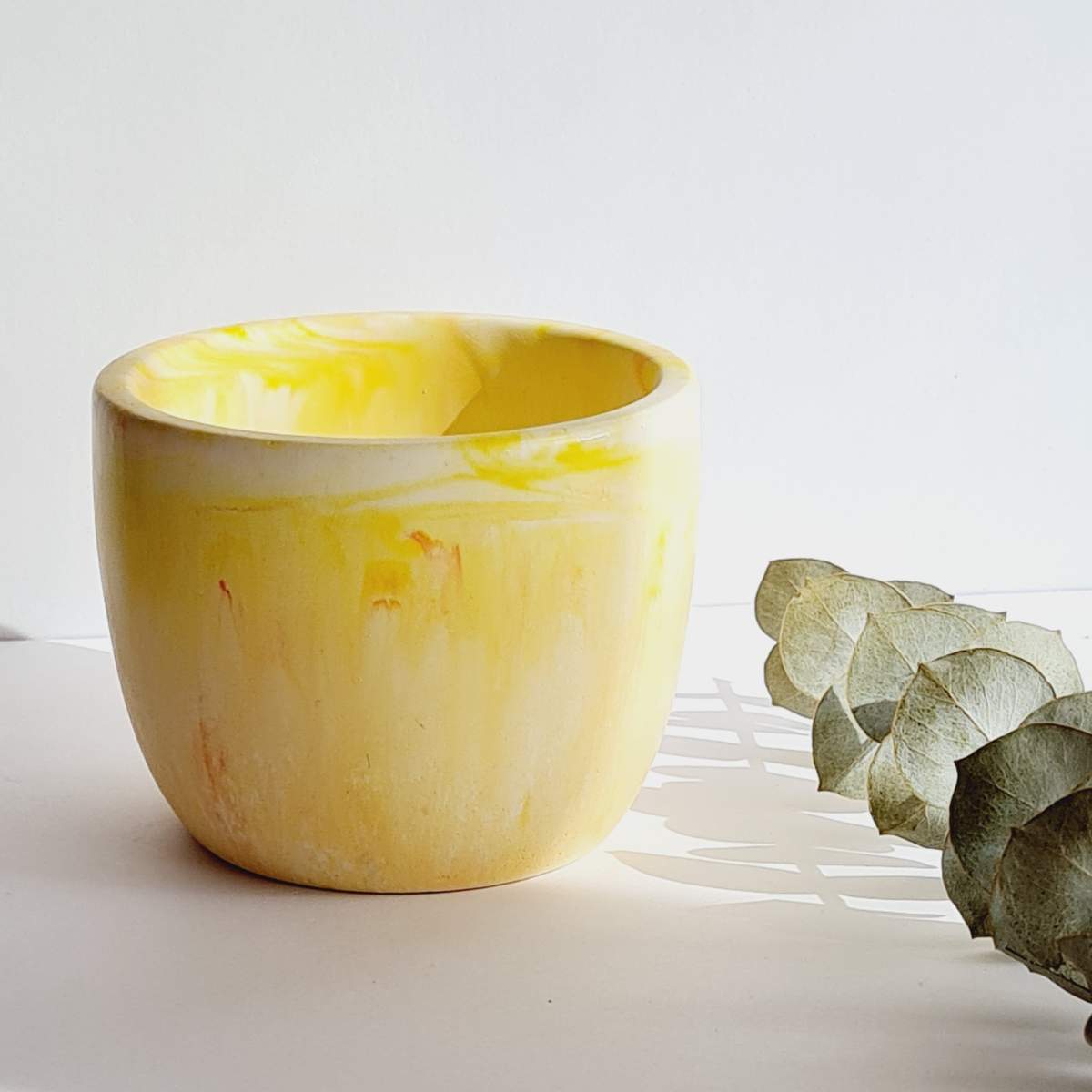 yellow handmade plant pot for succulents