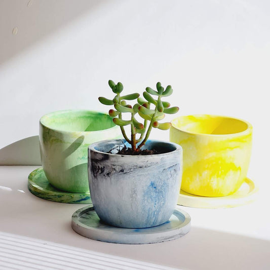 4" Handmade Plant Pot And Saucer For Succulents And Small Plants