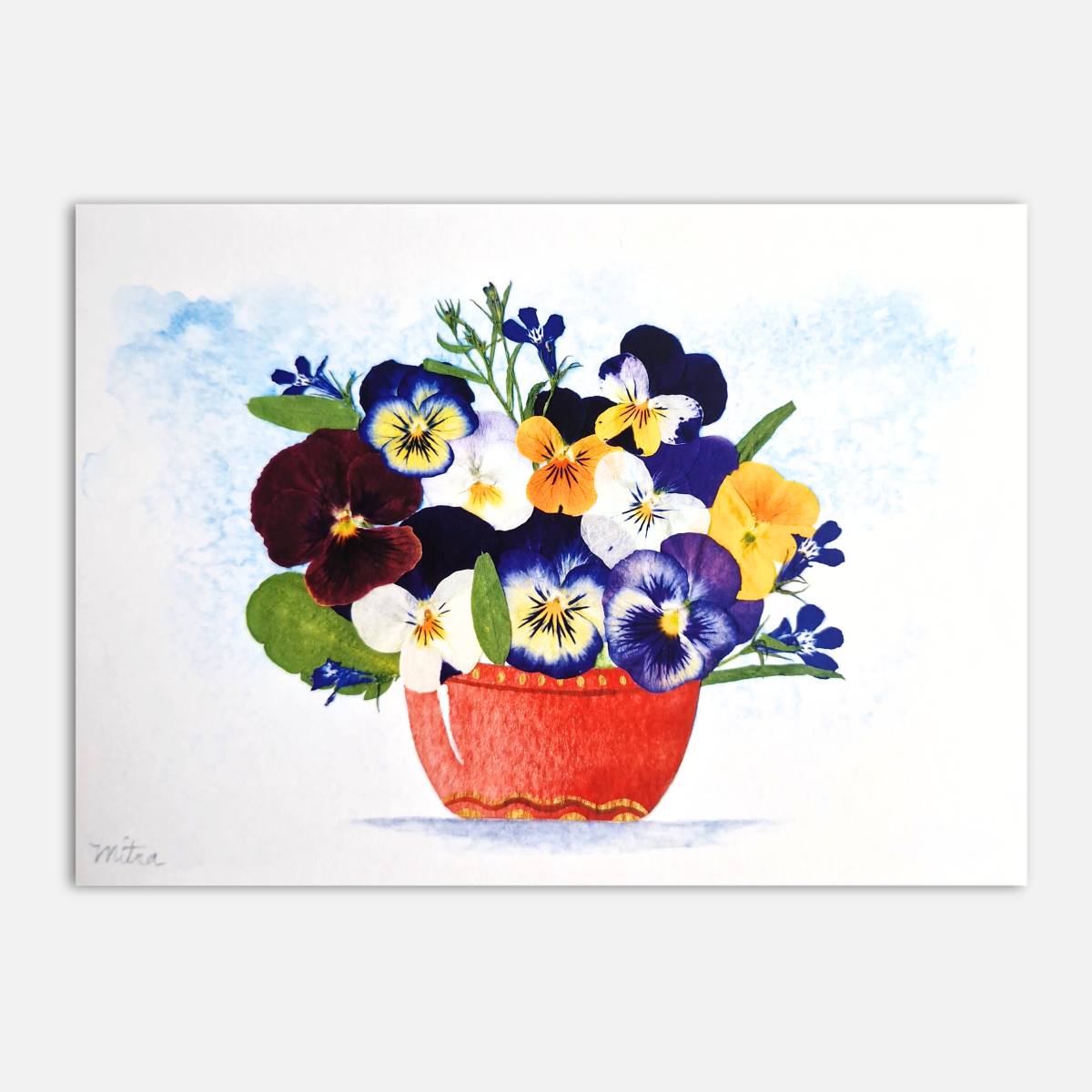 Pansy Botanical Art Print – Pressed Flower Wall Art