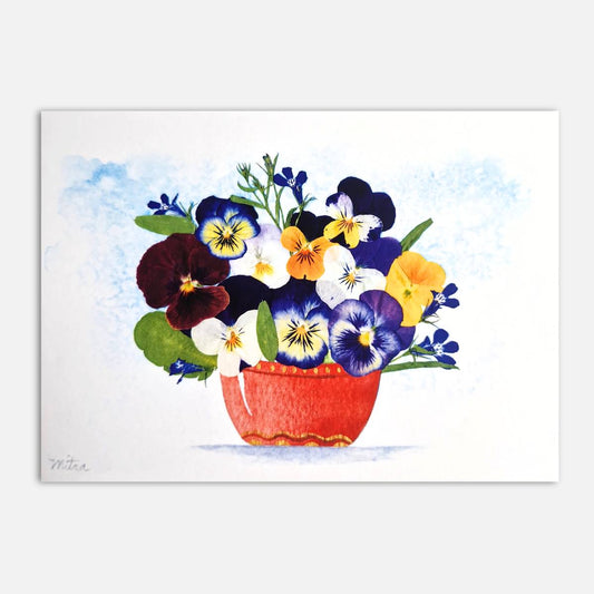 Pansy Botanical Art Print – Pressed Flower Wall Art