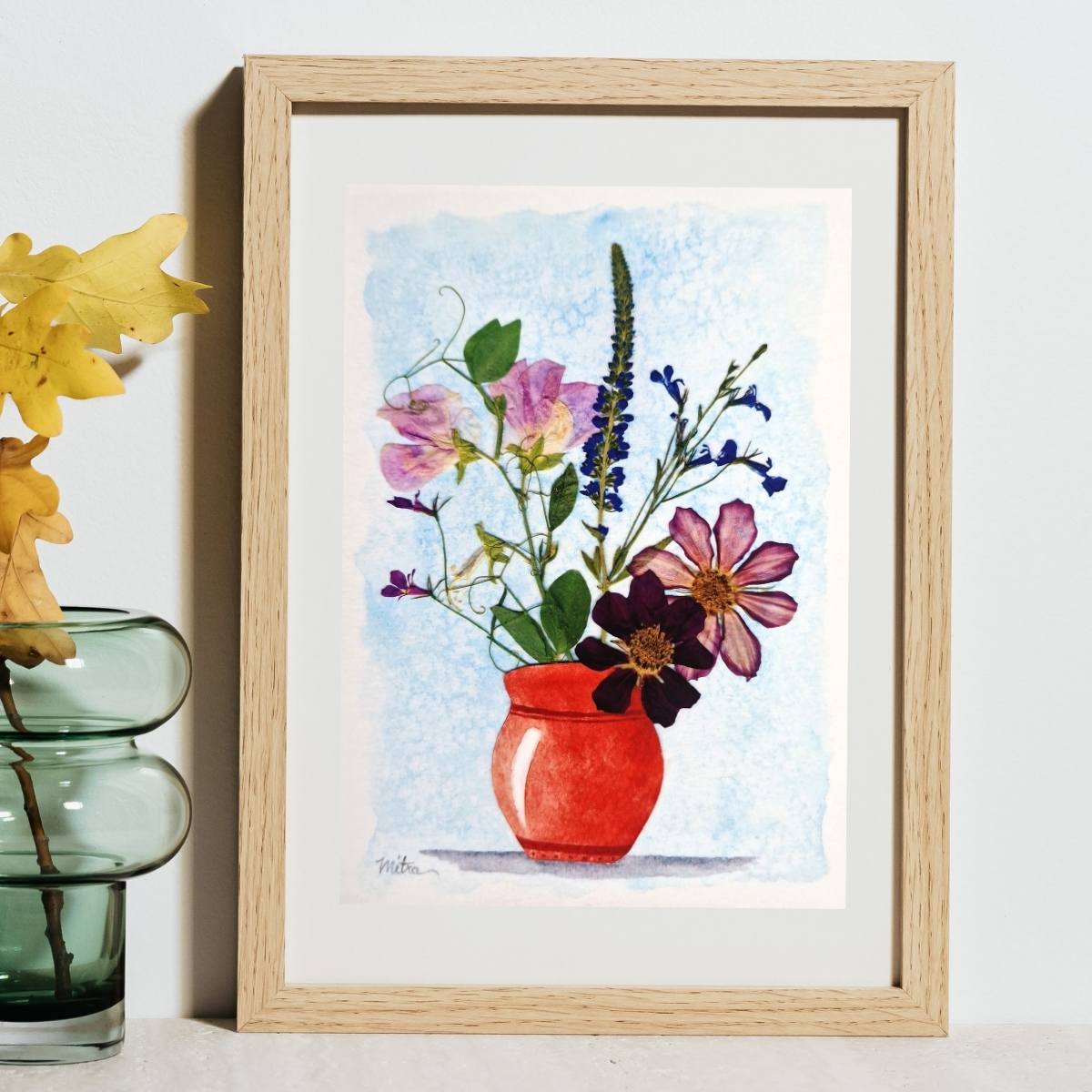 Garden Bouquet Botanical Art Print – Pressed Flower Wall Art