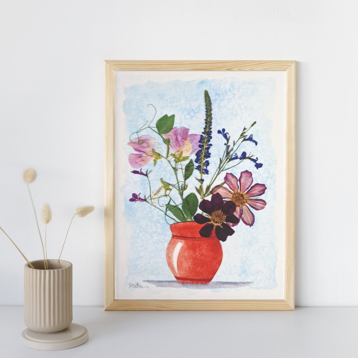 Garden Bouquet Botanical Art Print – Pressed Flower Wall Art