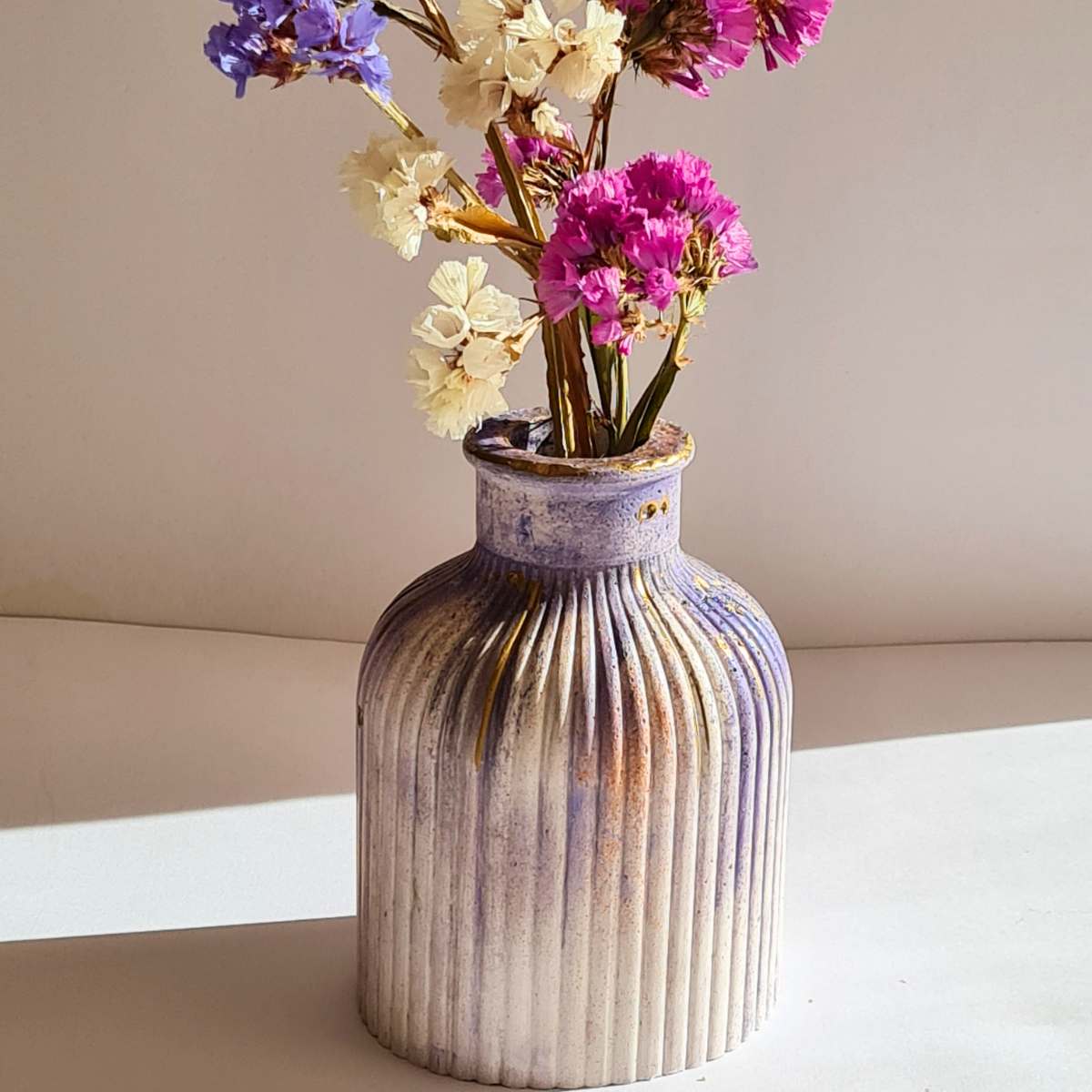 Purple and White Bud Vase