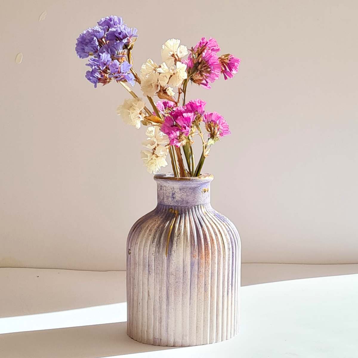 Purple and White Bud Vase