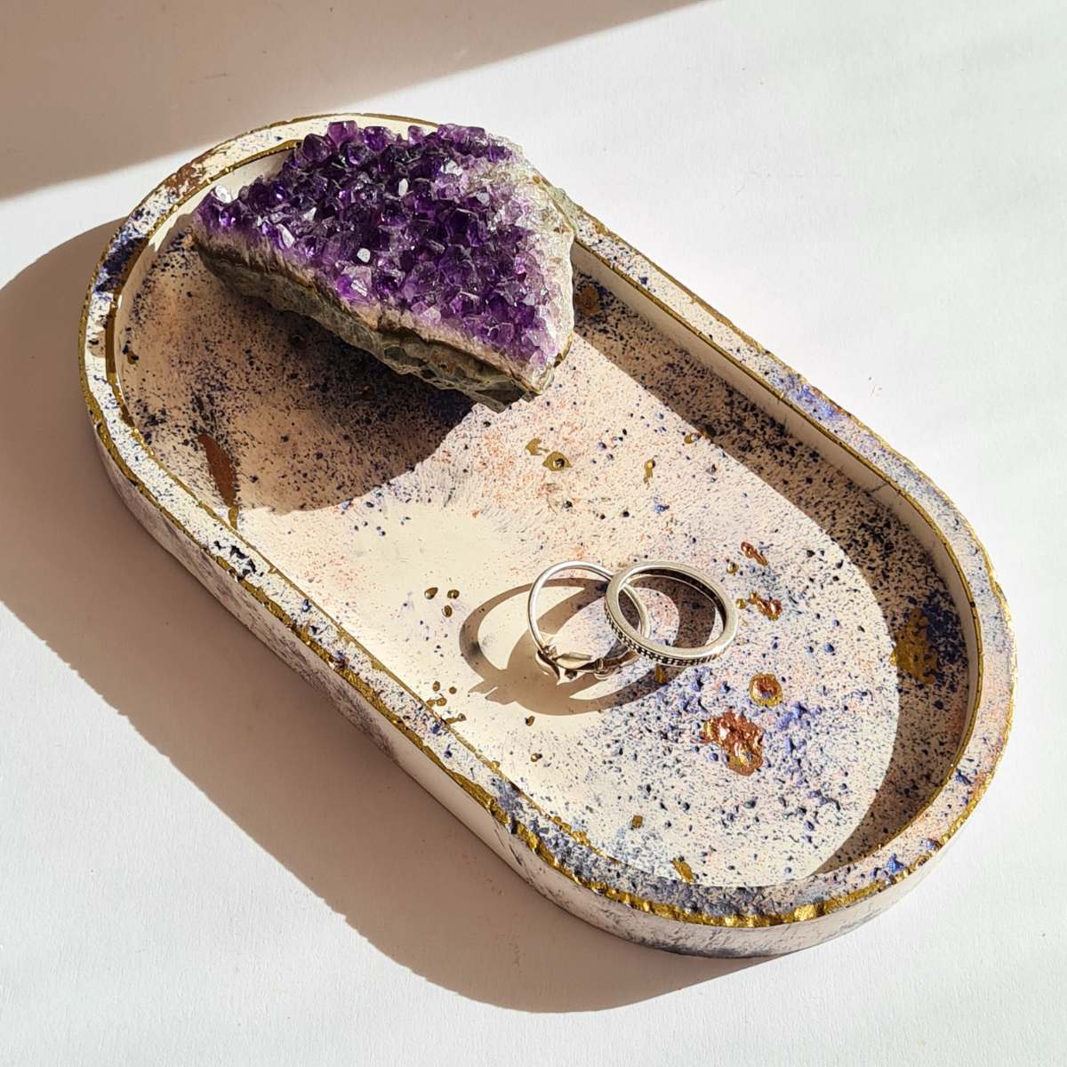 purple rustic home decor trinket tray jewellery dish candle tray