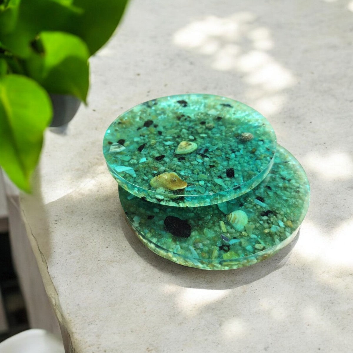 Resin Coaster Set | Ocean Coasters | Drinkware Placement