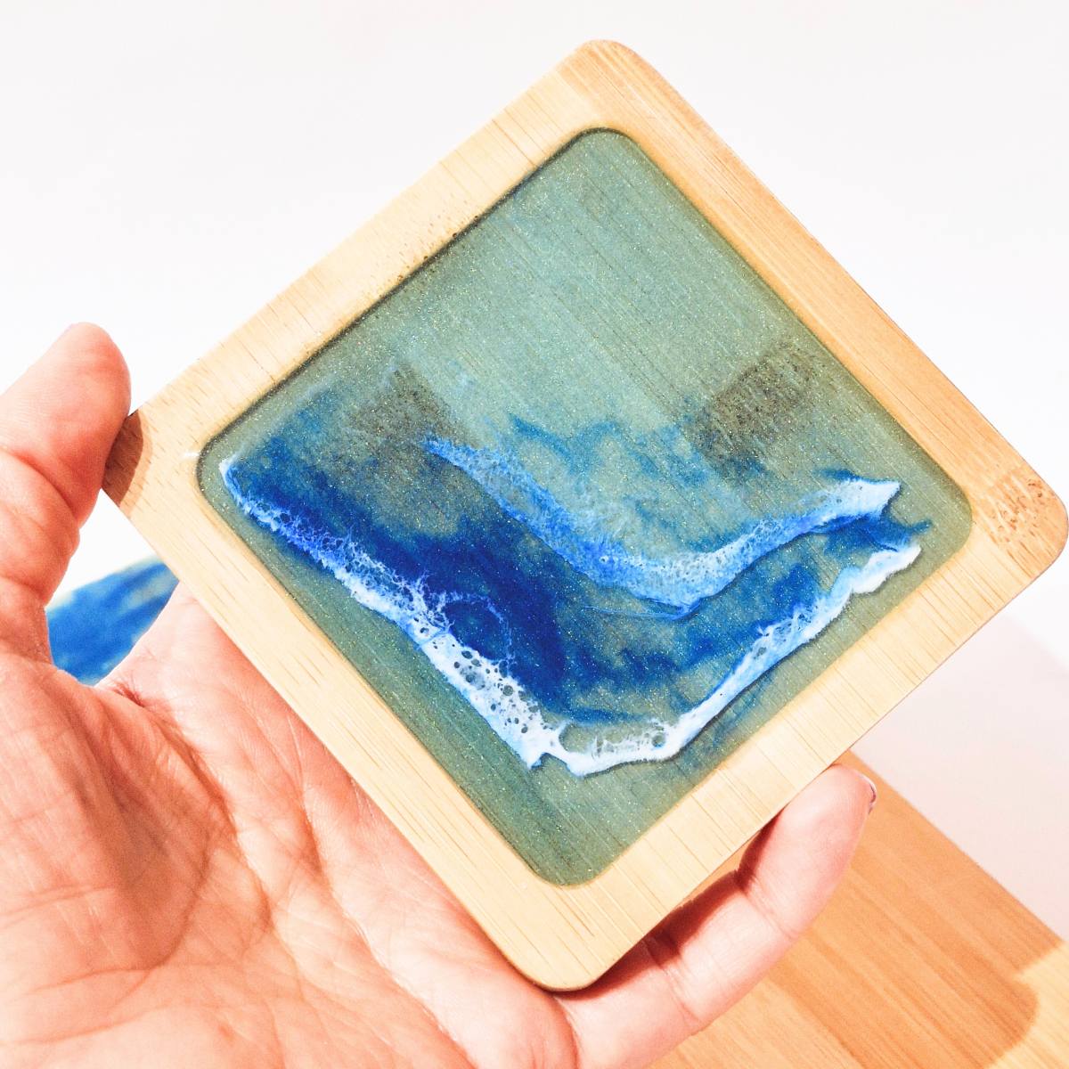 Small Ocean Art Serving Board And Coaster Gift Set | Unique Gift For Him Or Her