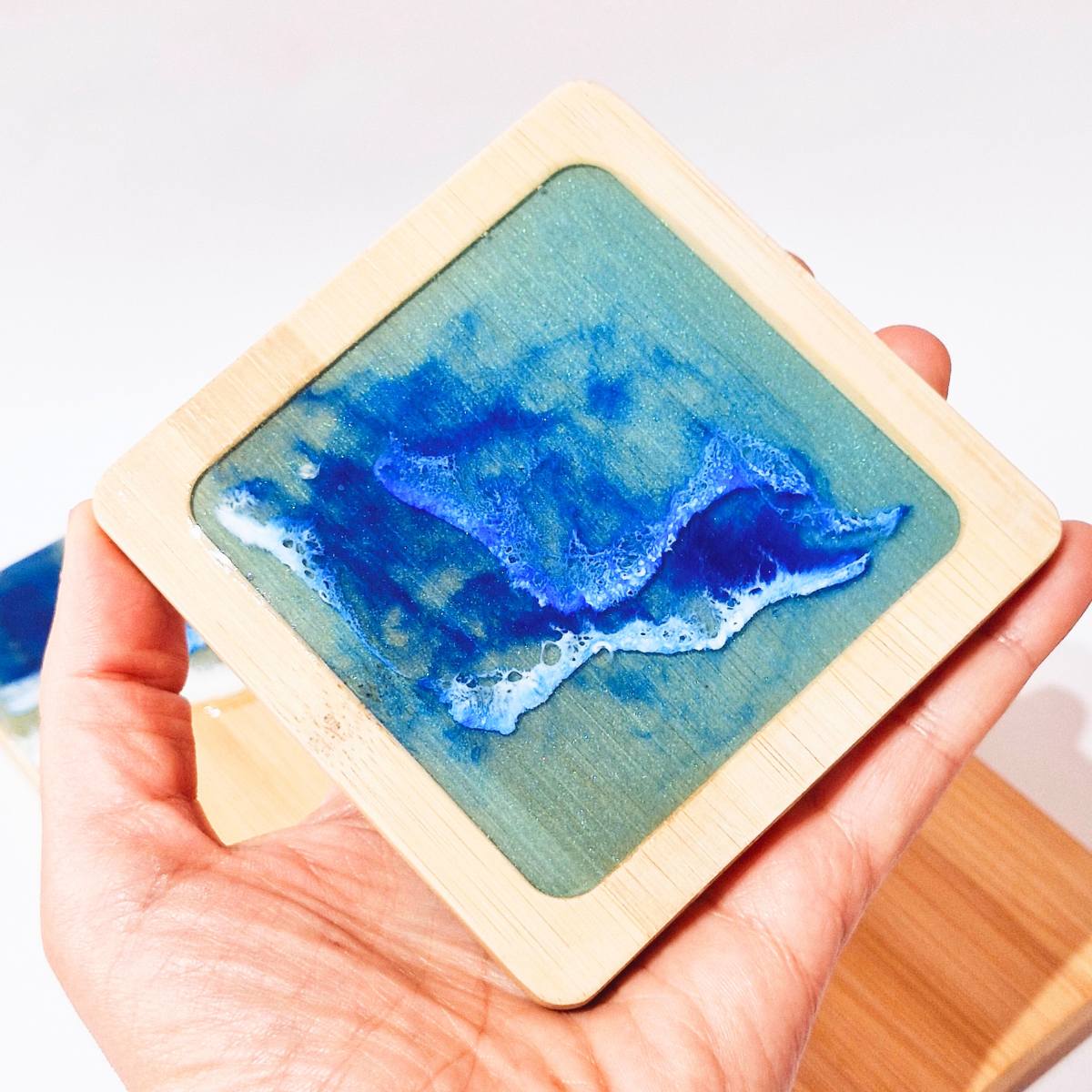 Small Ocean Art Serving Board And Coaster Gift Set | Unique Gift For Him Or Her