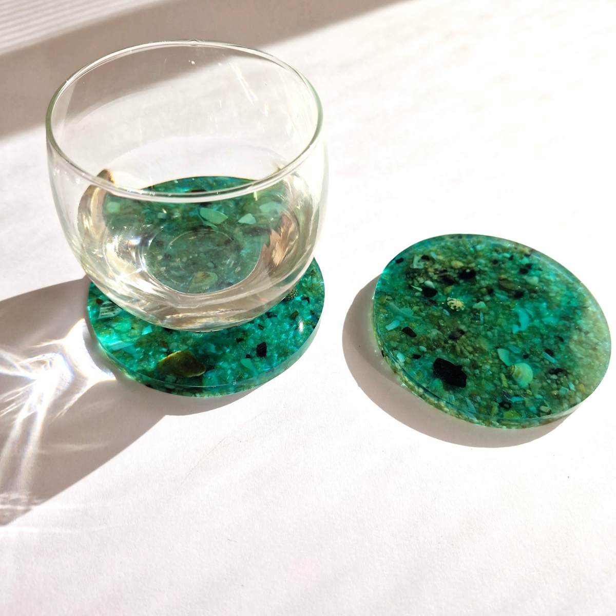 Resin Coaster Set | Ocean Coasters | Drinkware Placement