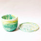 Green And Yellow Small Plant Pot With Saucer | Succulent Pot