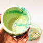 Green And Yellow Small Plant Pot With Saucer | Succulent Pot