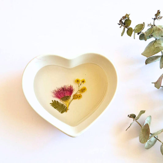 Small Heart Botanical Ring Dish | Preserved Australian Native Flowers | Handcrafted Resin