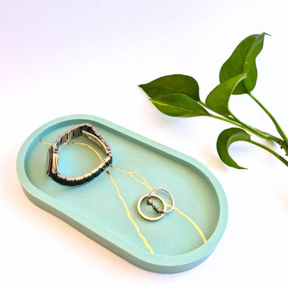 Turquoise Oval Trinket Tray - Decorative Tray - Ring Dish